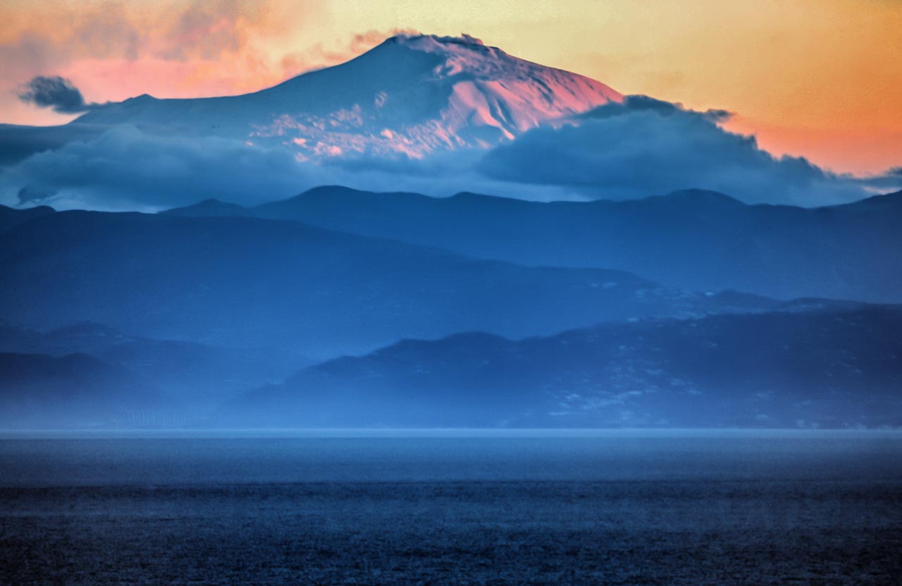 Etna volcano photographed from Filicudi Island.